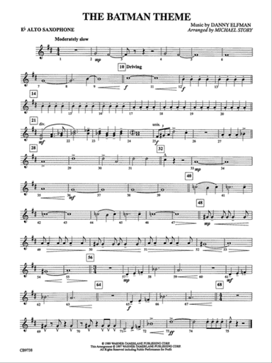 Batman Theme: E-flat Alto Saxophone
