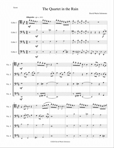 Quartet in the rain for cello quartet