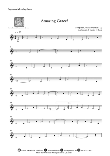 Amazing Grace How Sweet the sound - Easy Soprano Metallophone