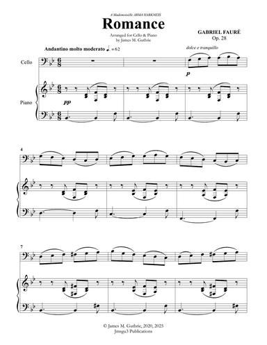 Fauré: Romance Op. 28 for Cello & Piano