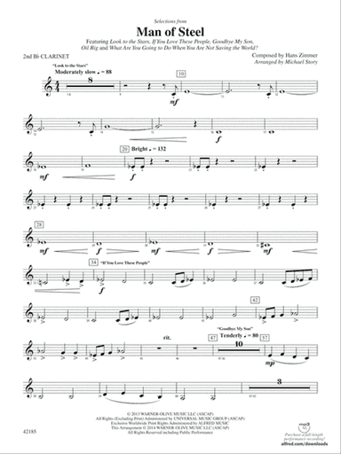 Man of Steel, Selections from: 2nd B-flat Clarinet