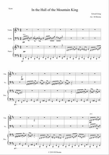 In the Hall of the Mountain King from Peer Gynt, arr. for pianotrio