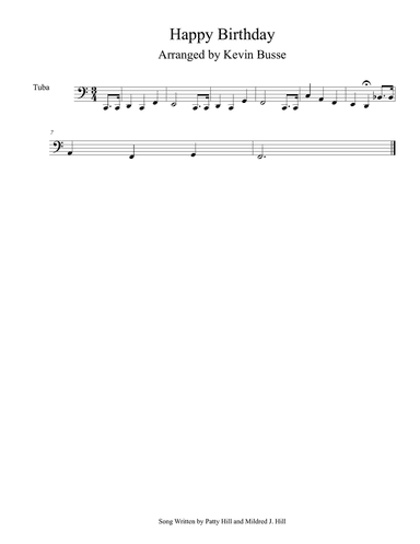 Happy Birthday (Easy key of C) - Tuba