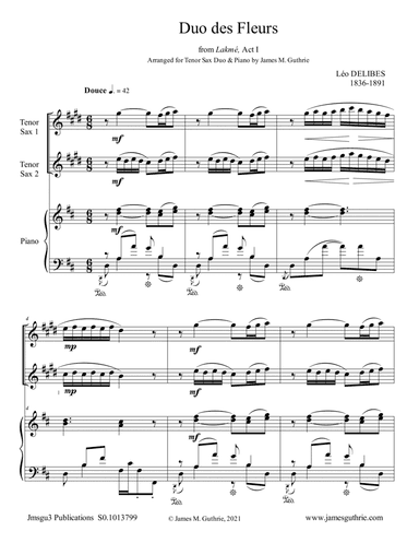 Delibes: Duo des Fleurs for Tenor Sax Duo