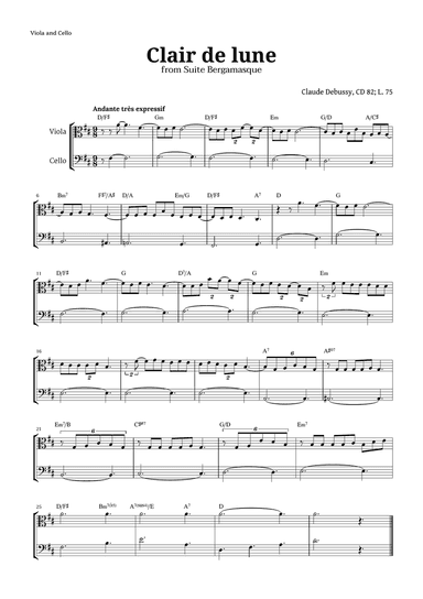 Clair de Lune by Debussy for Viola and Cello