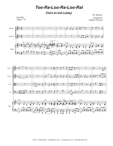 Too-Ra-Loo-Ra-Loo-Ral (That's an Irish Lullaby) (for String Quartet and Piano)