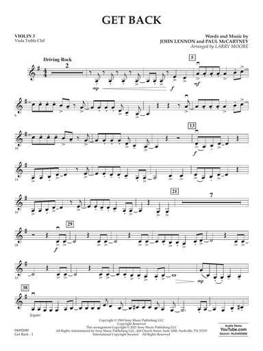 Get Back (arr. Larry Moore) - Violin 3 (Viola Treble Clef)