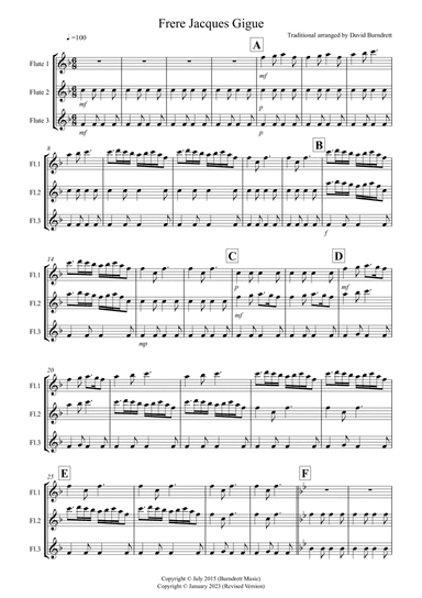 Frere Jacques Gigue for Flute Trio