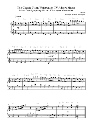 The Classic Titan Wristwatch TV Advert Music Taken from Symphony No.25 - KV183 (1st Movement)