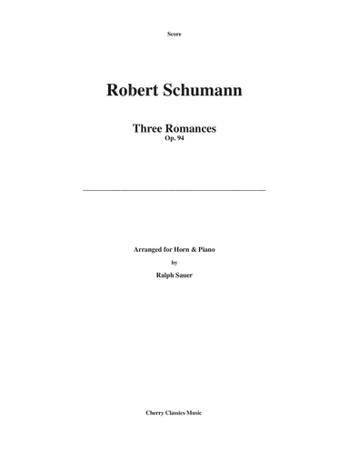 Three Romances for Horn and Piano, Op. 94