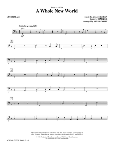 A Whole New World (from Aladdin) (arr. John Leavitt) - Contrabass