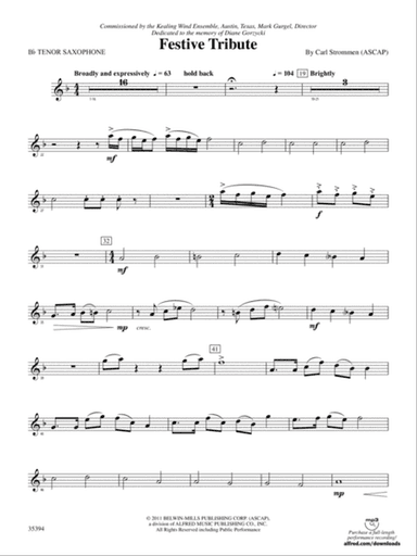 Festive Tribute: B-flat Tenor Saxophone