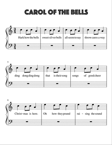 Carol of the Bells for Very Easy Piano