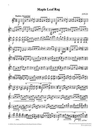 Maple Leaf Rag (score & part) from Graded Music for Tuned Percussion, Book III