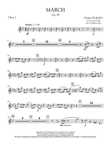 March, Op. 99 - Oboe 2