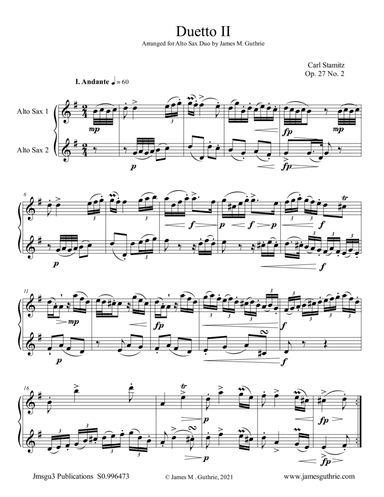 Stamitz: Duet Op. 27 No. 2 for Alto Sax Duo
