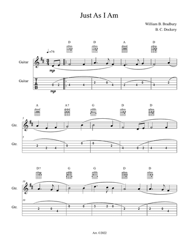 Just As I Am (Guitar Solo or Duet with TAB)