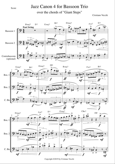 Jazz Canon 4 for Bassoon Trio