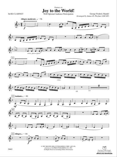 Joy to the World: 3rd B-flat Clarinet