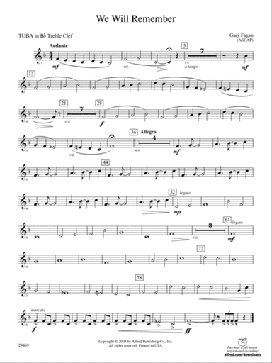 We Will Remember: (wp) B-flat Tuba T.C.
