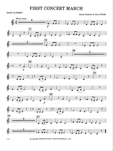 First Concert March: 2nd B-flat Clarinet