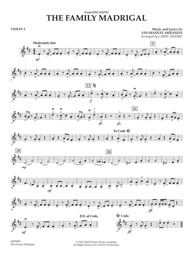 The Family Madrigal (from Encanto) (arr. Larry Moore) - Violin 2