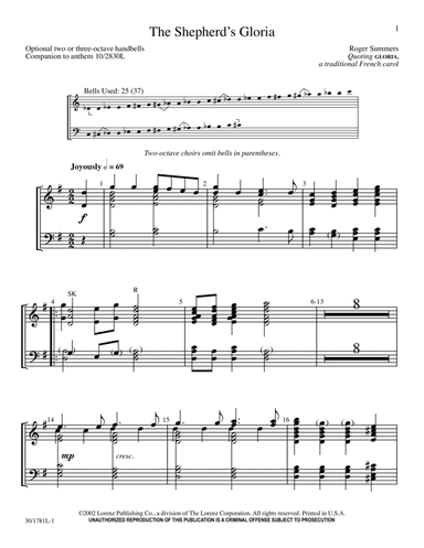 The Shepherds' Gloria - Handbell Part (Reproducible)