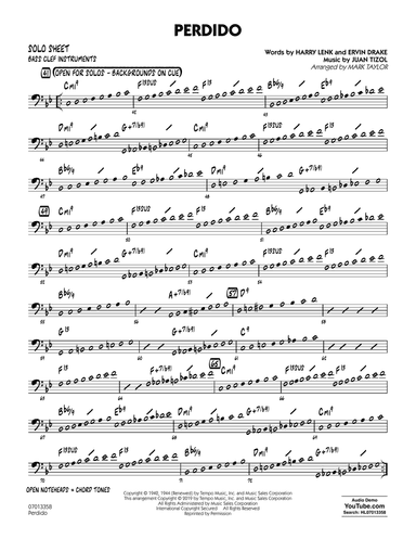 Perdido (arr. Mark Taylor) - Bass Clef Solo Sheet