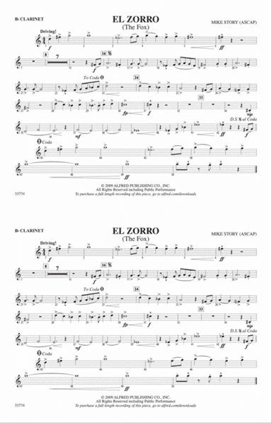 El Zorro: 1st B-flat Clarinet