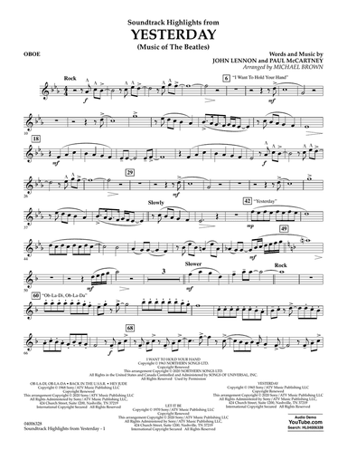 Highlights from Yesterday (Music Of The Beatles) (arr. Michael Brown) - Oboe