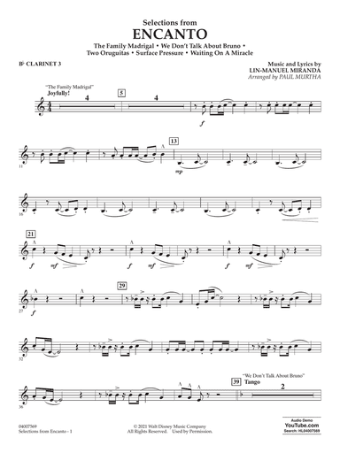 Selections from Encanto (arr. Paul Murtha) - Bb Clarinet 3