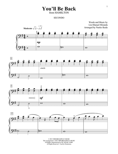 You'll Be Back (from Hamilton) (arr. Naoko Ikeda)