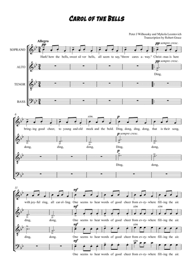Carol of the Bells - SATB transcription
