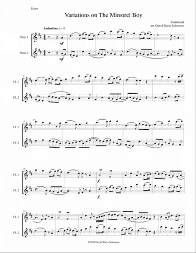 Variations on The Minstrel Boy for 2 flutes