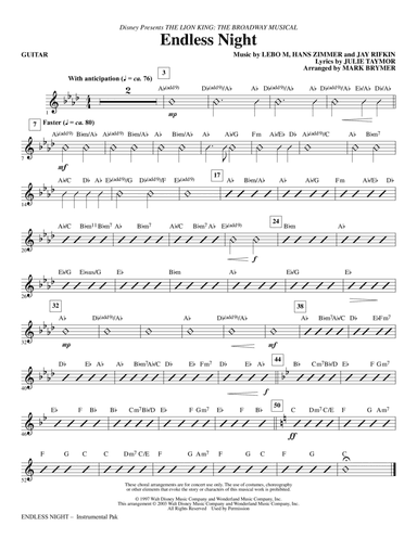 Endless Night (from The Lion King: Broadway Musical) (arr. Mark Brymer) - Guitar