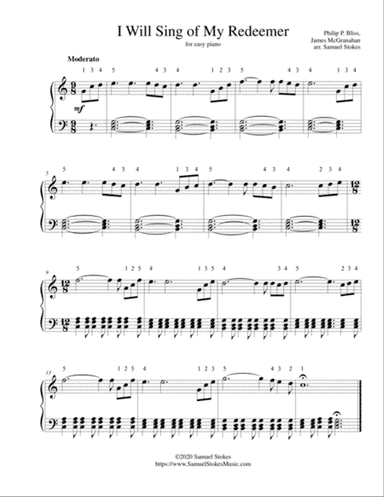 I Will Sing of My Redeemer - for easy piano