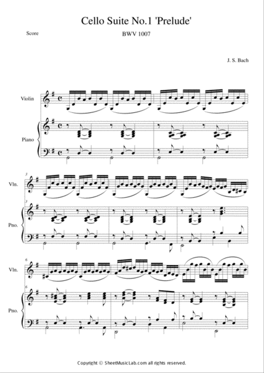 Cello Suite No. 1 Prelude (BWV 1007)