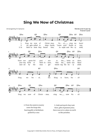 Sing We Now of Christmas (Key of D-Sharp Minor)