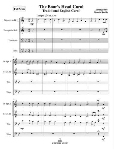 The Boar's Head Carol - Brass Quartet - Intermediate