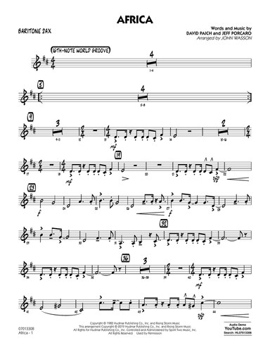 Africa (arr. John Wasson) - Baritone Sax