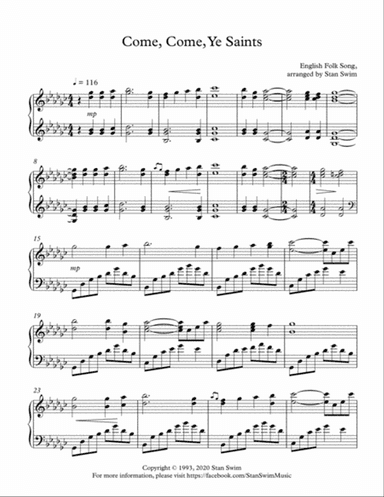 Come, Come, Ye Saints (piano solo)