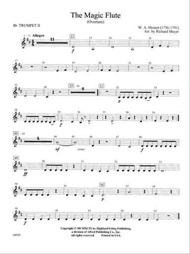 The Magic Flute (Overture): 2nd B-flat Trumpet