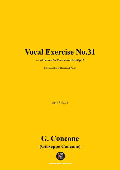 G. Concone-Vocal Exercise No.31,for Contralto(or Bass) and Piano