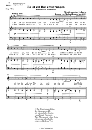 Es ist ein Ros entsprungen (Solo song) (C Major)