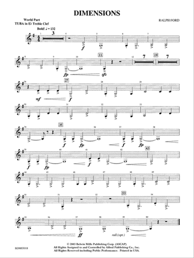 Dimensions: WP E-flat Tuba T.C.
