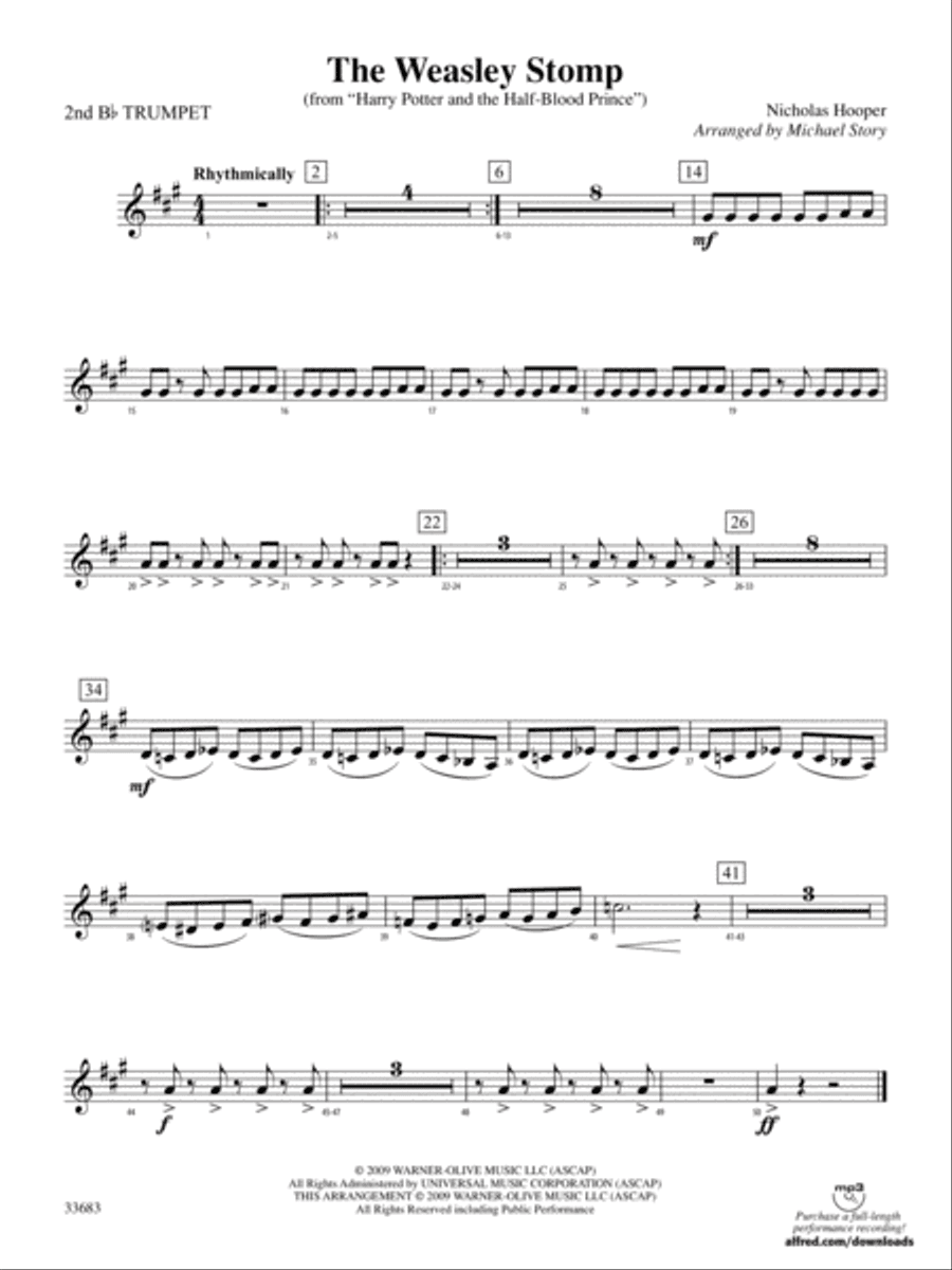 The Weasley Stomp (from Harry Potter and the Half-Blood Prince): 2nd B-flat Trumpet