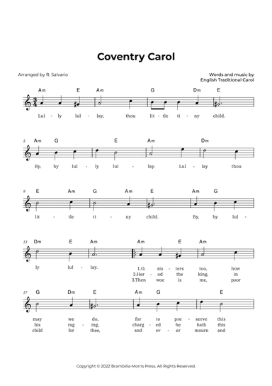 Coventry Carol (Key of A Minor)