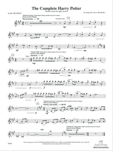The Complete Harry Potter: 1st B-flat Trumpet