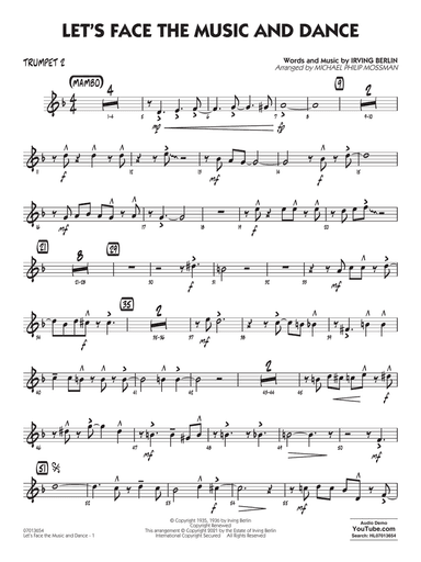 Let's Face the Music and Dance (arr. Michael Philip Mossman) - Trumpet 2