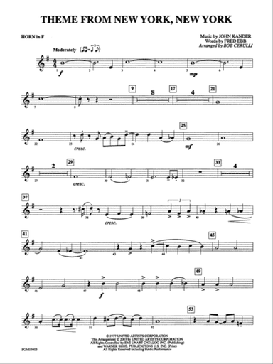 New York, New York, Theme from: 1st F Horn